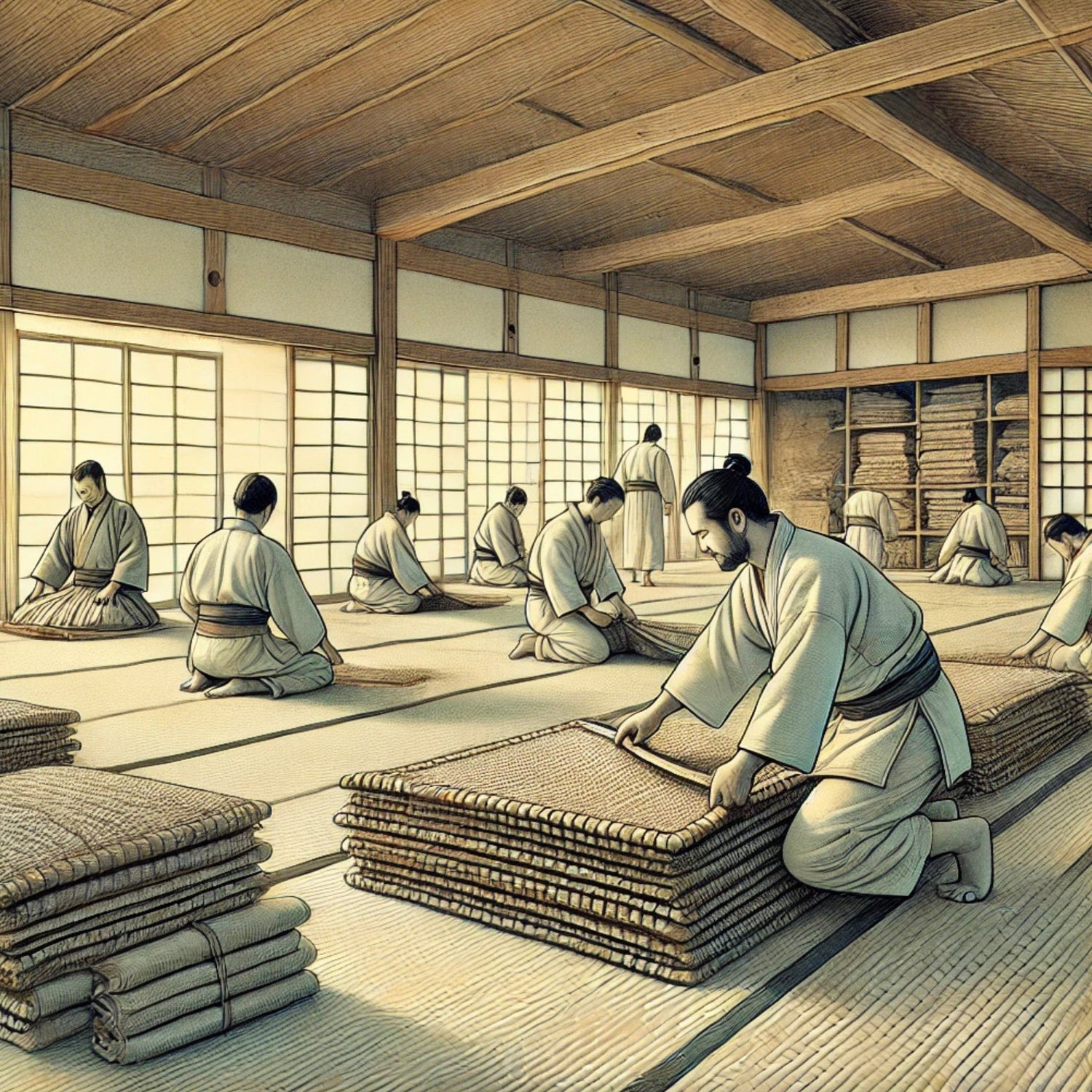 How traditional Judo Tatami use to be made